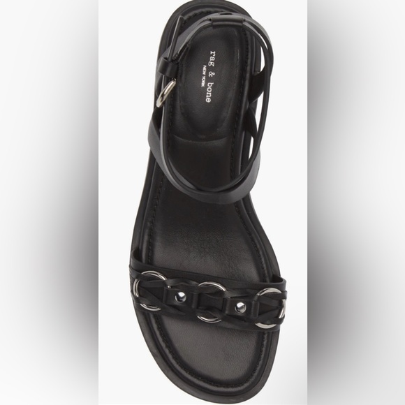 rag & bone Geo Chain Ankle Strap Sandal Women’s size 38.5 (8.5) Black - Picture 3 of 10